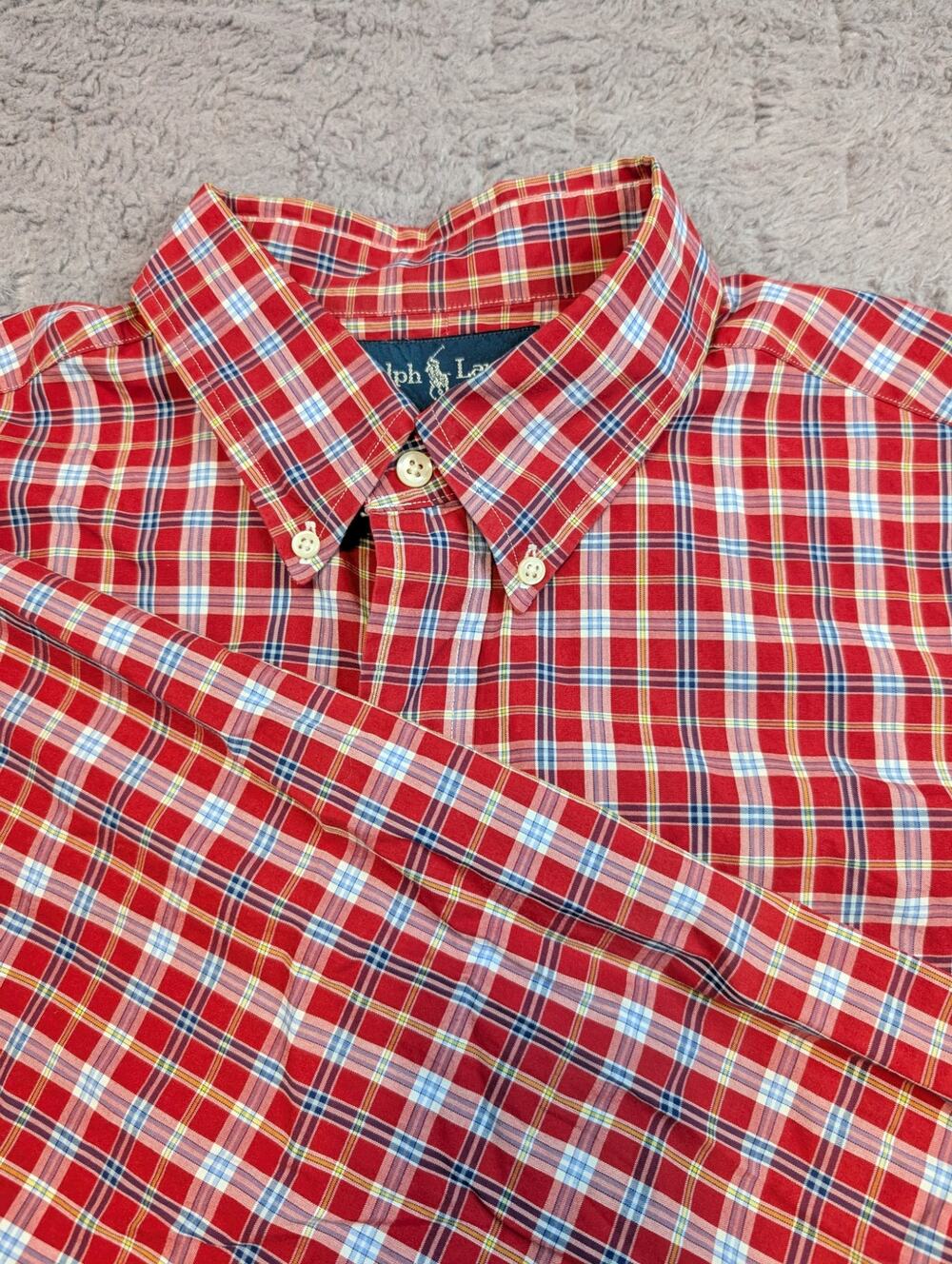 Men's Ralph Lauren Burton-up Shirt, Red/Blue - Size L